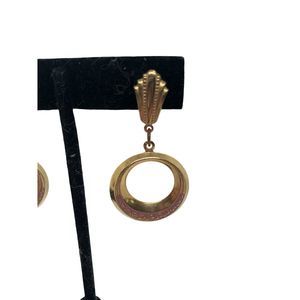 Vintage Gold-Tone Clip-On Earrings With Ornate Circular Design